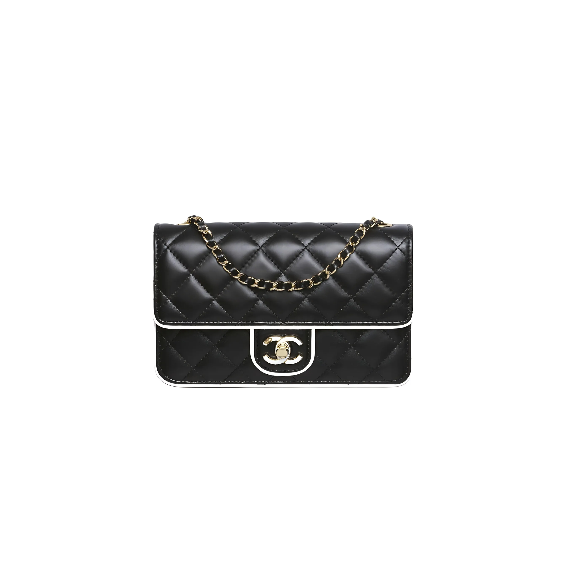Ch*el master woc black and white chain wallet shoulder bag ap4511 (19*12*3.5cm)